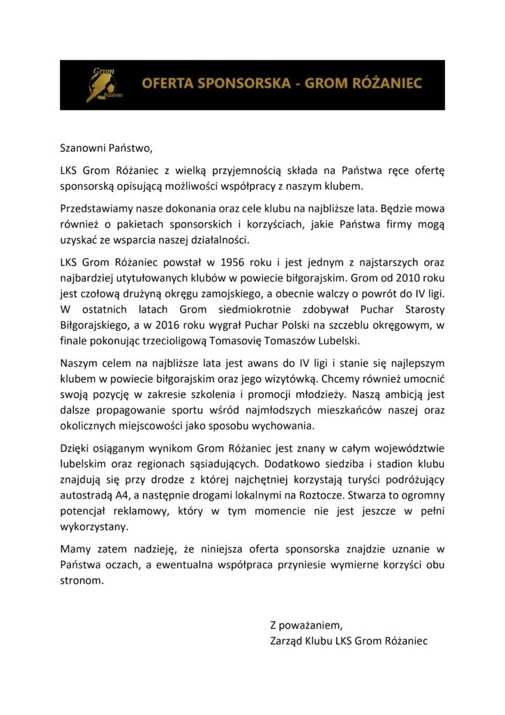 Oferta Sponsorska Grom Różaniec 2024 2025 Page 0002
